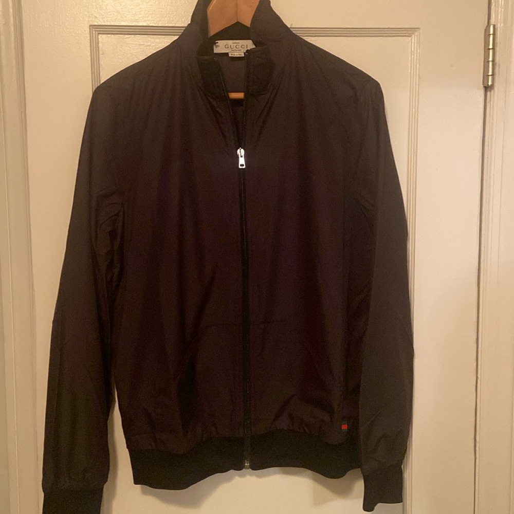 Gucci Black Windbreaker Sporty Water-Resistant